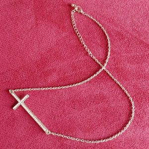 Rhinestone Cross Necklace 18-21"